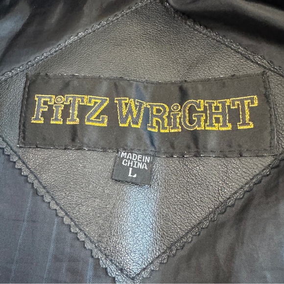 Fitz Wright 80s Vintage Oversized Leather Jacket With Retro Zebra Lapels Large - Picture 8 of 9